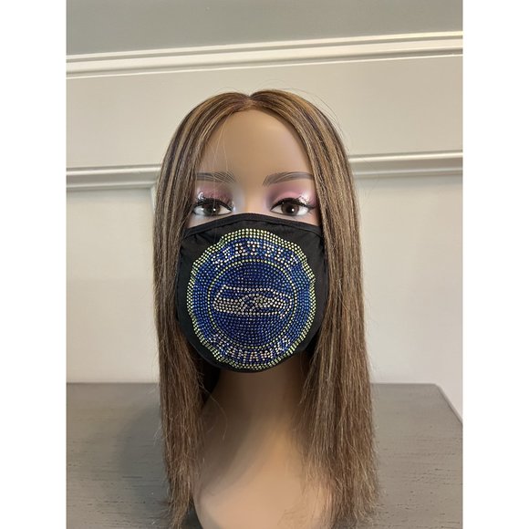 Seattle Seahawks Bling Face Mask Front Full Logo - Picture 3 of 11